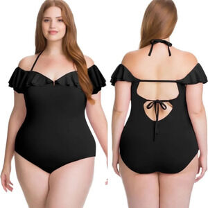Becca Rebecca Virtue‎ Black Flounce One Piece Swim
